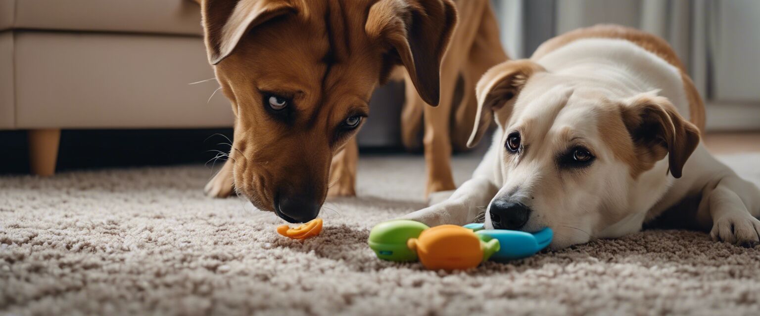 Dog with interactive toy