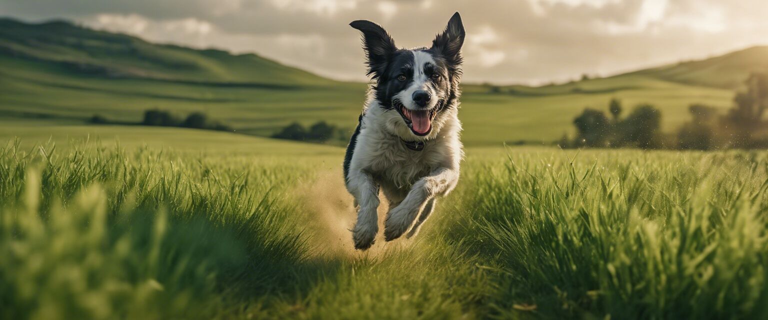 Dog running in field